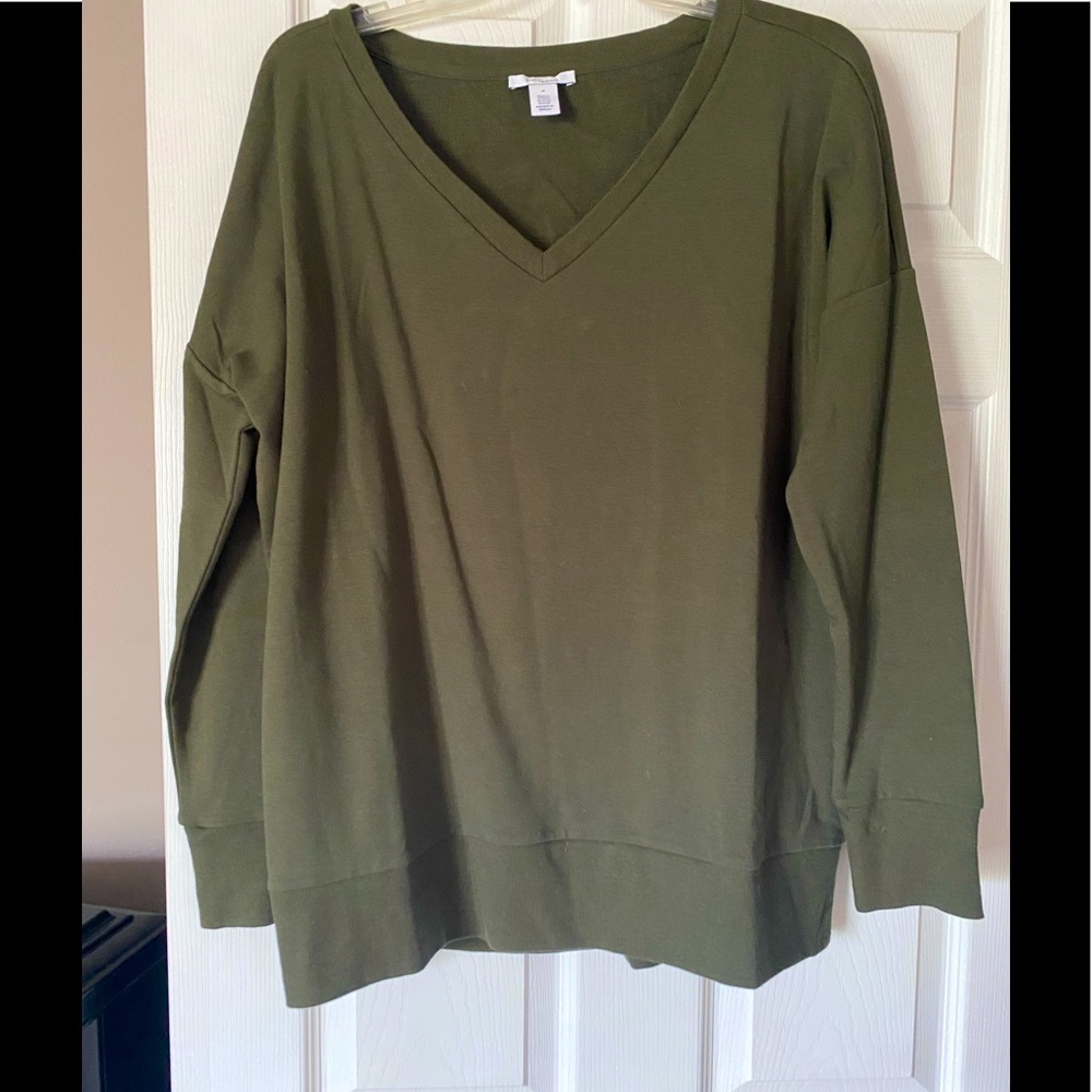 Women's Oversized Terry Cotton, V-NeckSweatshirt M